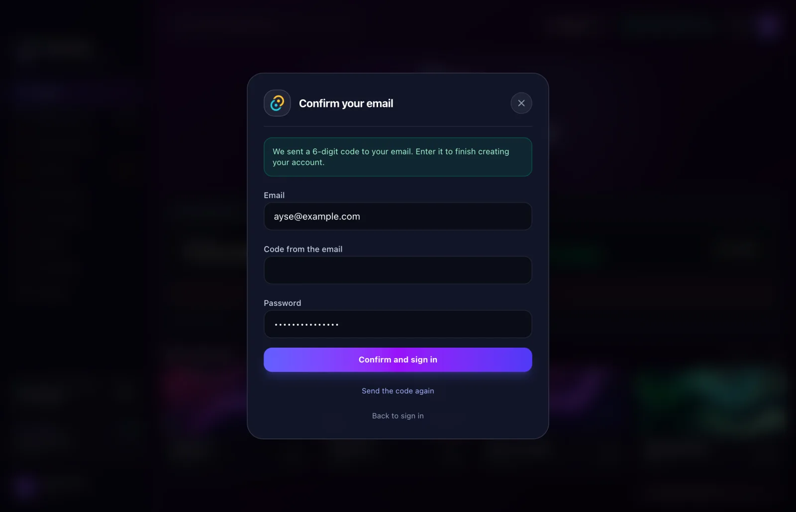 Email confirmation: the code from the email